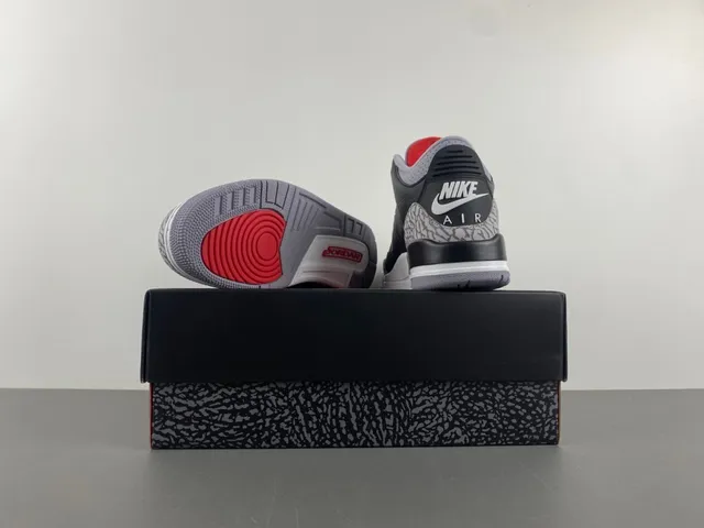 Air Jordan 3 Black Cement Elephant Print Basketball Shoes 16