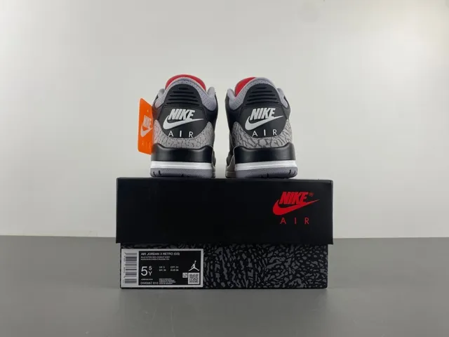 Air Jordan 3 Black Cement Elephant Print Basketball Shoes 17