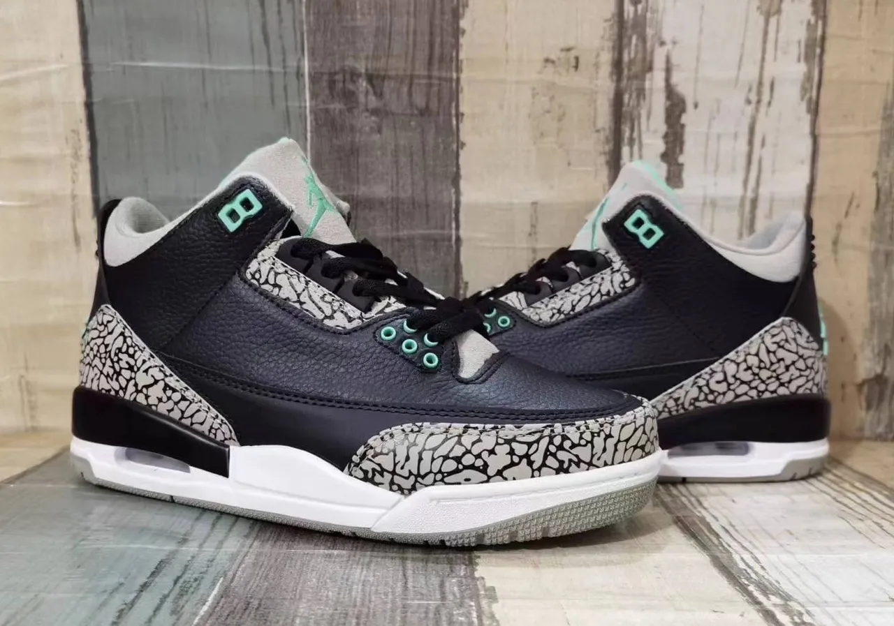 Air Jordan 3 Cement Grey Black Mint Green Basketball Shoes 3