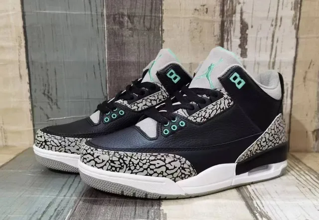 Air Jordan 3 Cement Grey Black Mint Green Basketball Shoes 5