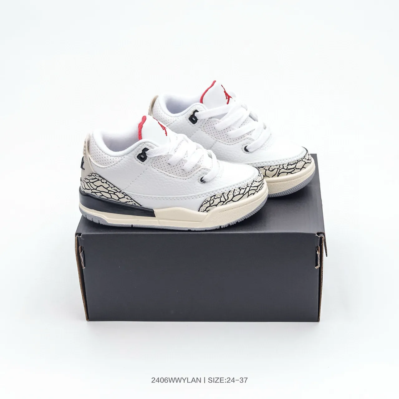 Air Jordan 3 बच्चों के सफ़ेद नारंगी एलिफ़ेंट प्रिंट बास्केटबॉल जूते 18