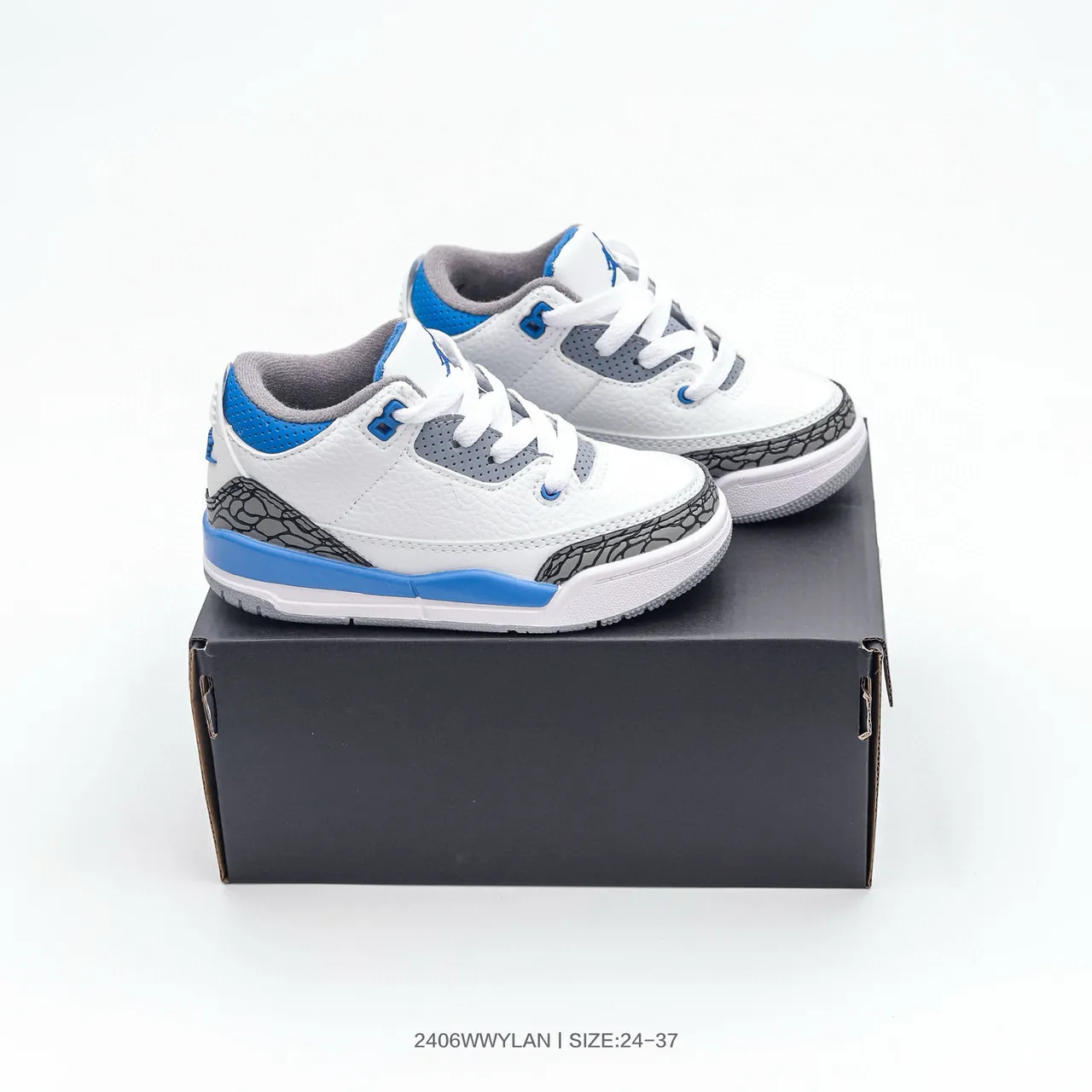 Air Jordan 3 बच्चों के सफ़ेद नारंगी एलिफ़ेंट प्रिंट बास्केटबॉल जूते 22