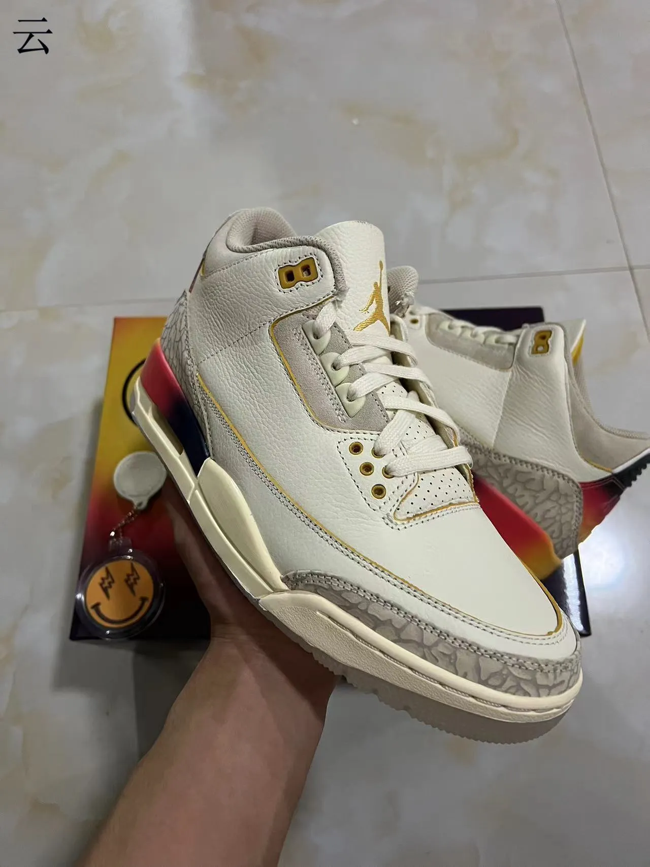 Air Jordan 3 Off-White Elephant Print Gradient Heel Basketball Shoes 2
