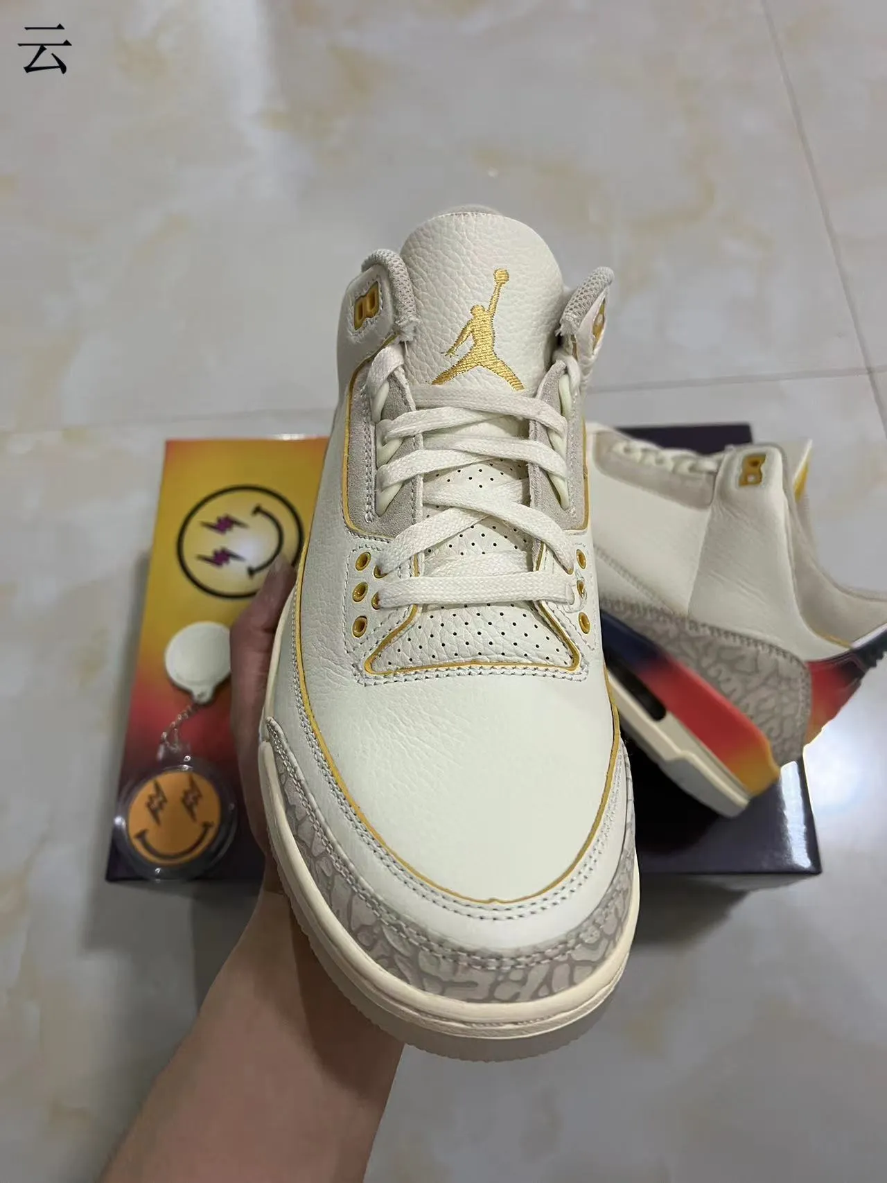 Air Jordan 3 Off-White Elephant Print Gradient Heel Basketball Shoes 3