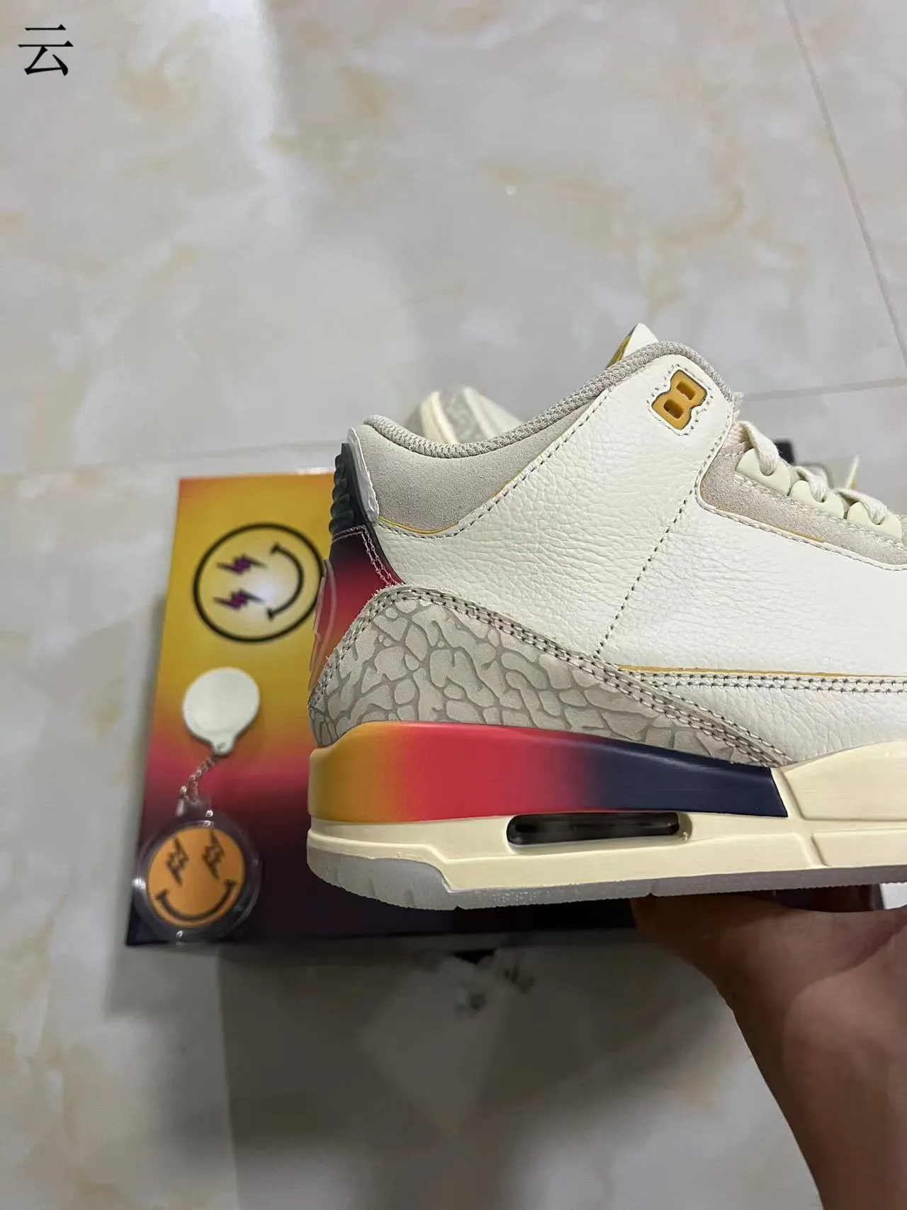 Air Jordan 3 Off-White Elephant Print Gradient Heel Basketball Shoes 7