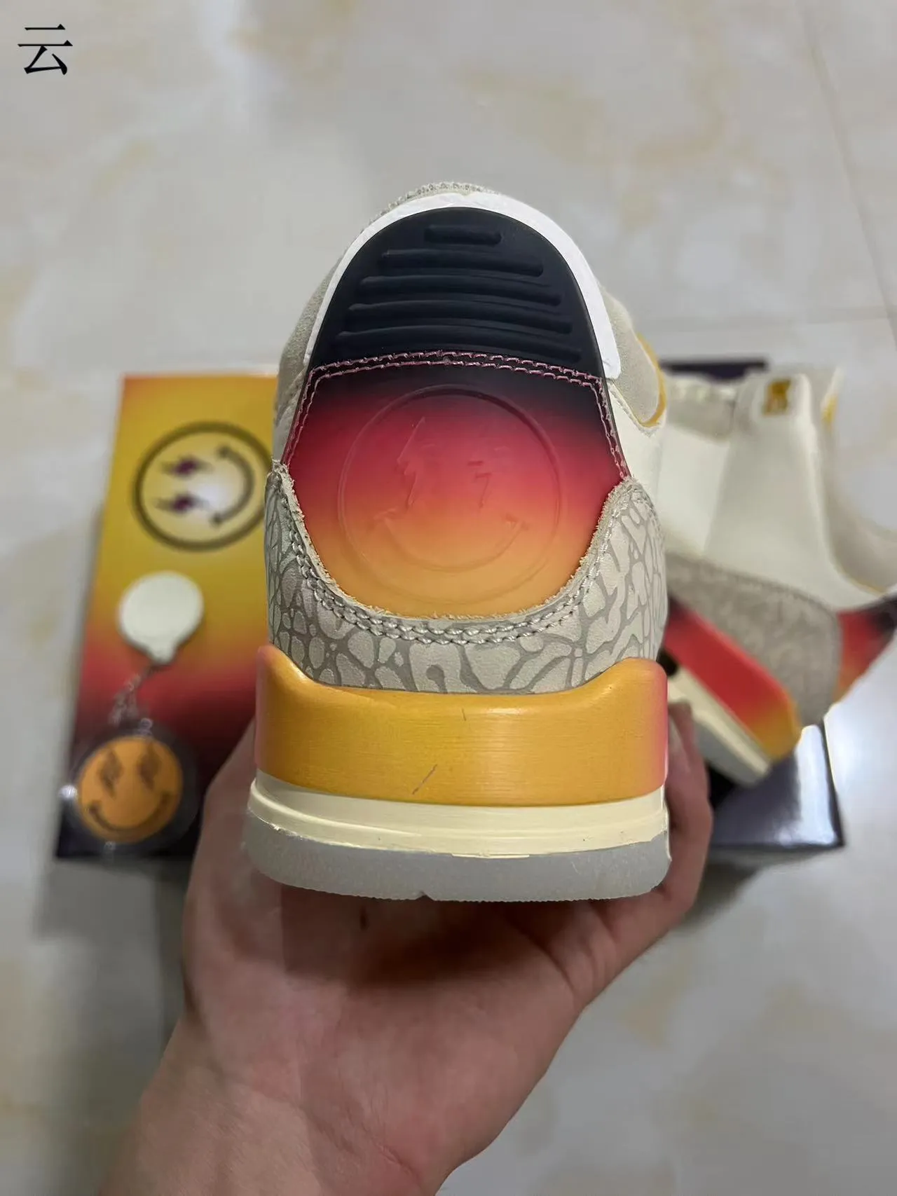 Air Jordan 3 Off-White Elephant Print Gradient Heel Basketball Shoes 8