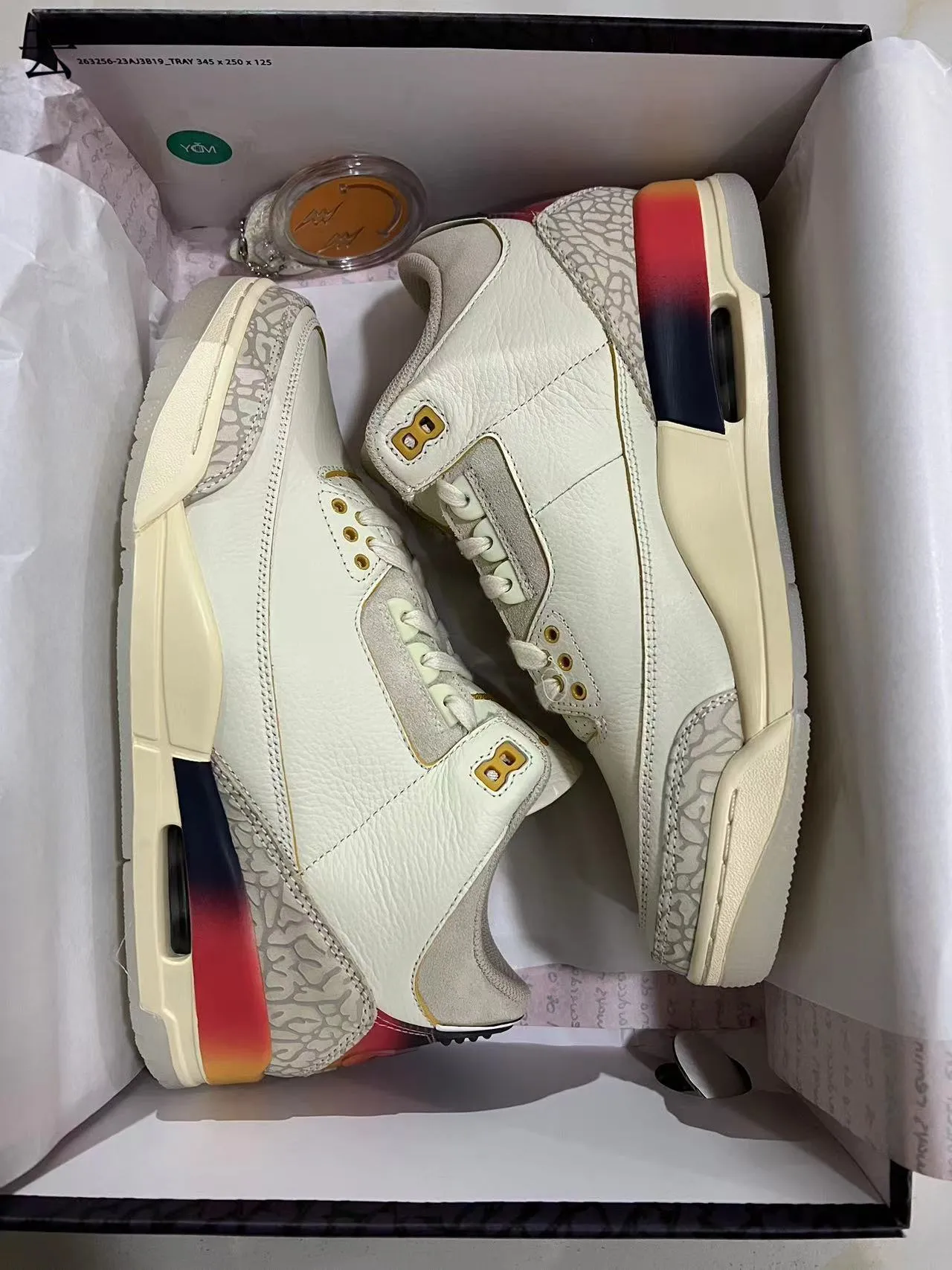 Air Jordan 3 Off-White Elephant Print Gradient Heel Basketball Shoes 9