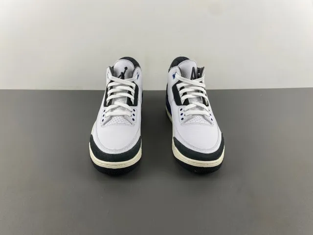 Air Jordan 3 White Black Blue Basketball Shoes 14