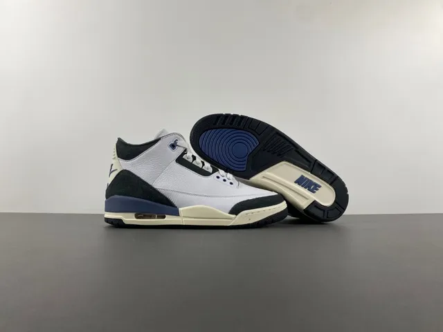 Air Jordan 3 White Black Blue Basketball Shoes 15
