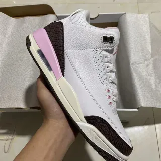 Air Jordan 3 White Brown Pink Elephant Print Basketball Shoes