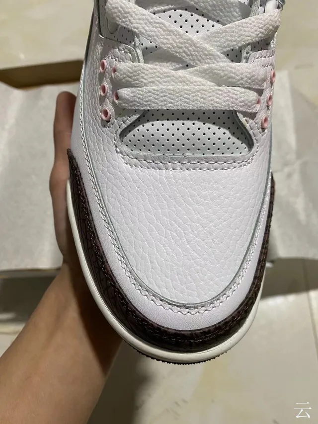 Air Jordan 3 White Brown Pink Elephant Print Basketball Shoes 3