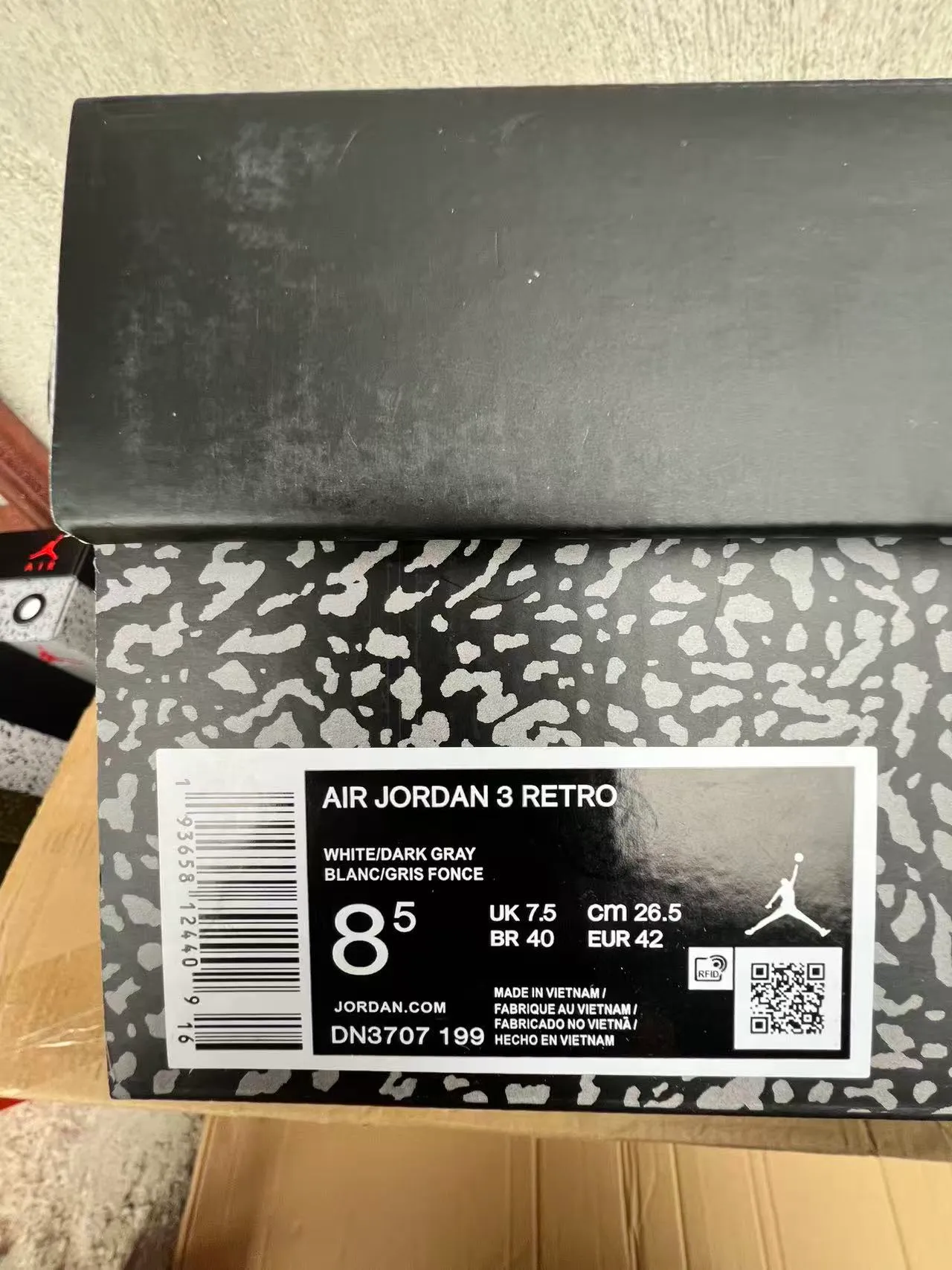 Air Jordan 3 White Elephant Print Basketball Shoes 10