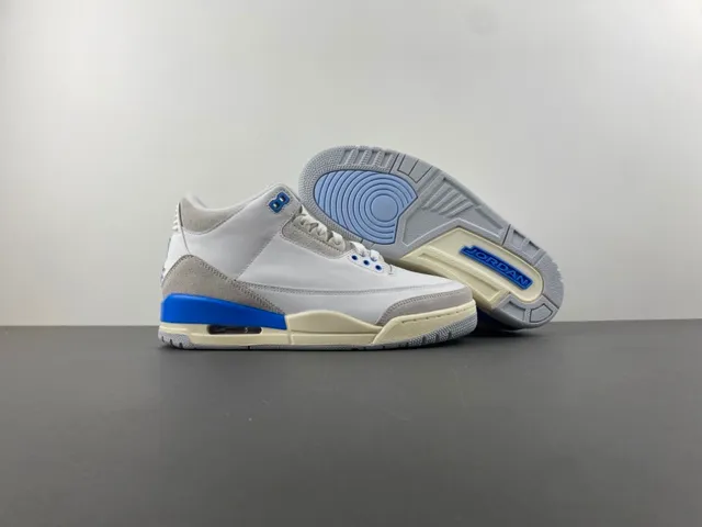 Chaussures de basketball Air Jordan 3 blanc gris clair bleu 12