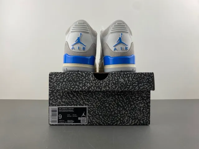 Chaussures de basketball Air Jordan 3 blanc gris clair bleu 17