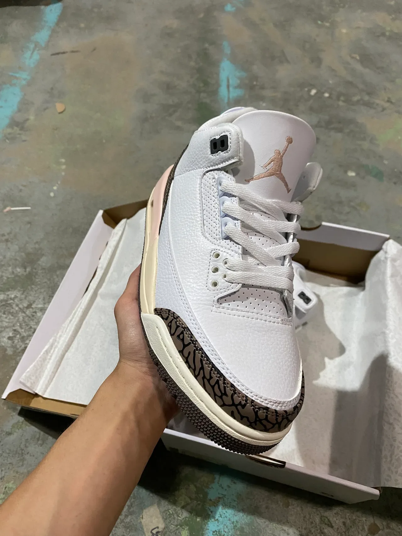 Air Jordan 3 Chaussures de basketball Blanc Éléphant rose 2