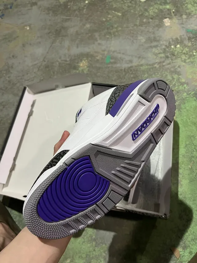Air Jordan 3 White Purple Elephant Basketball Shoes 3