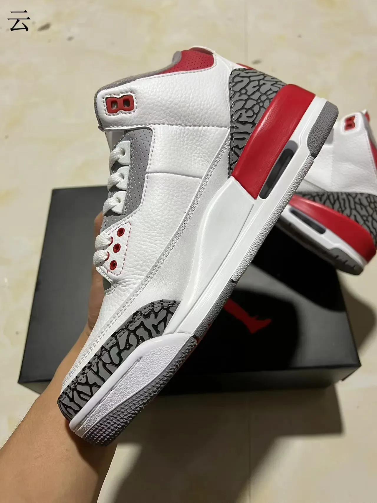 Air Jordan 3 Chaussures de Basketball Blanches et Rouges Éléphant 6