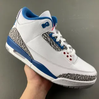 Air Jordan 3 White Royal Blue Elephant Print Basketball Shoes
