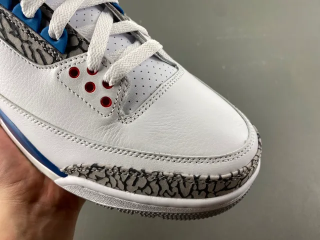 Air Jordan 3 White Royal Blue Elephant Print Basketball Shoes 2