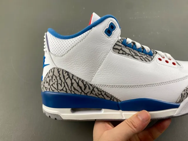 Air Jordan 3 White Royal Blue Elephant Print Basketball Shoes 3