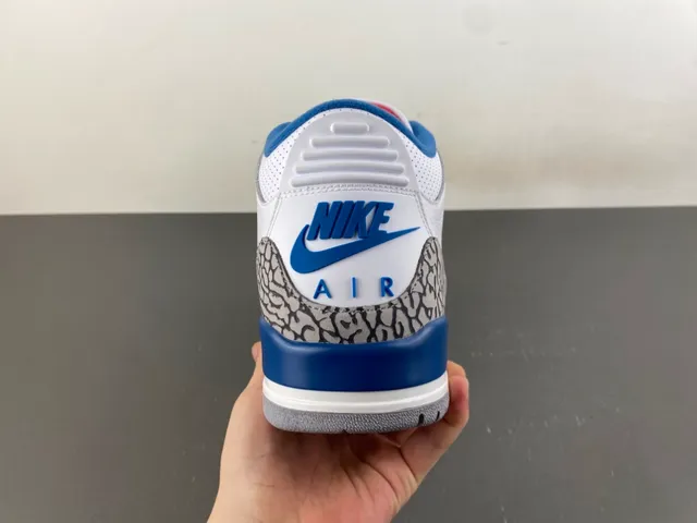 Air Jordan 3 White Royal Blue Elephant Print Basketball Shoes 4