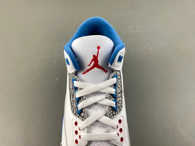Air Jordan 3 White Royal Blue Elephant Print Basketball Shoes 6