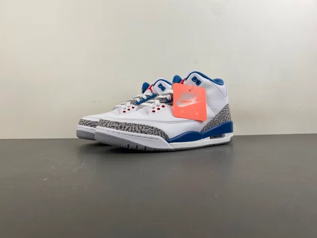 Air Jordan 3 White Royal Blue Elephant Print Basketball Shoes 10
