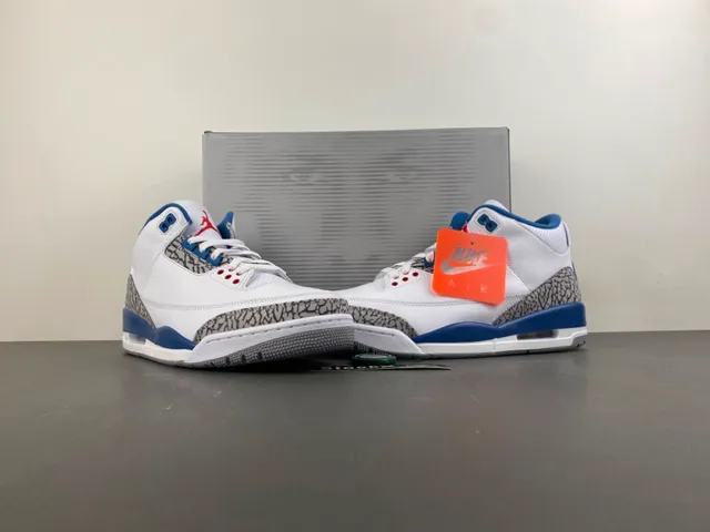 Air Jordan 3 White Royal Blue Elephant Print Basketball Shoes 13