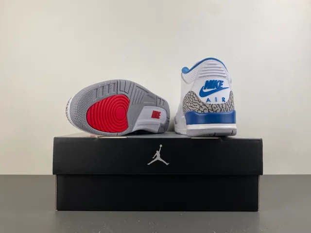 Air Jordan 3 White Royal Blue Elephant Print Basketball Shoes 16