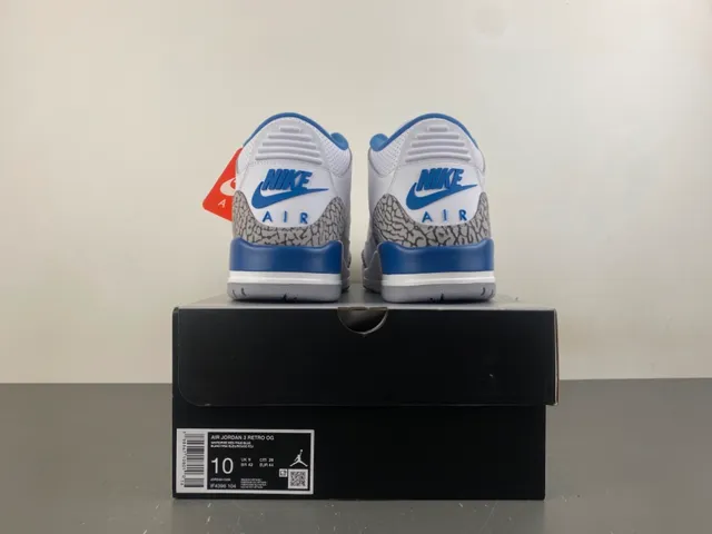Air Jordan 3 White Royal Blue Elephant Print Basketball Shoes 17