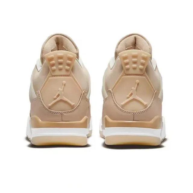 Air Jordan 4 Beige Leather and Mesh Basketball Shoes 3