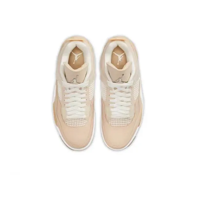 Air Jordan 4 Beige Leather and Mesh Basketball Shoes 4