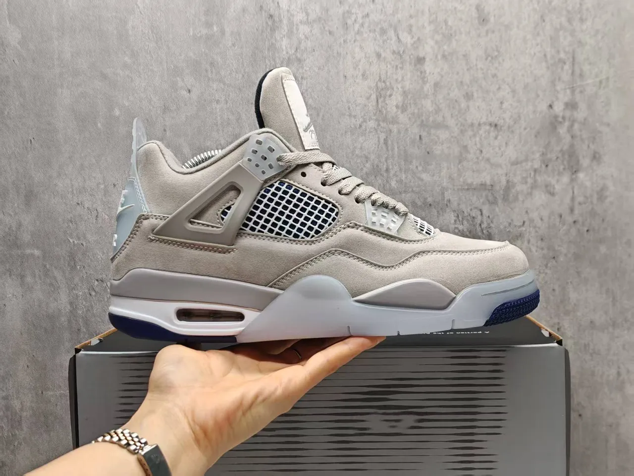 Air Jordan 4 Beige Navy Basketball Shoes 7
