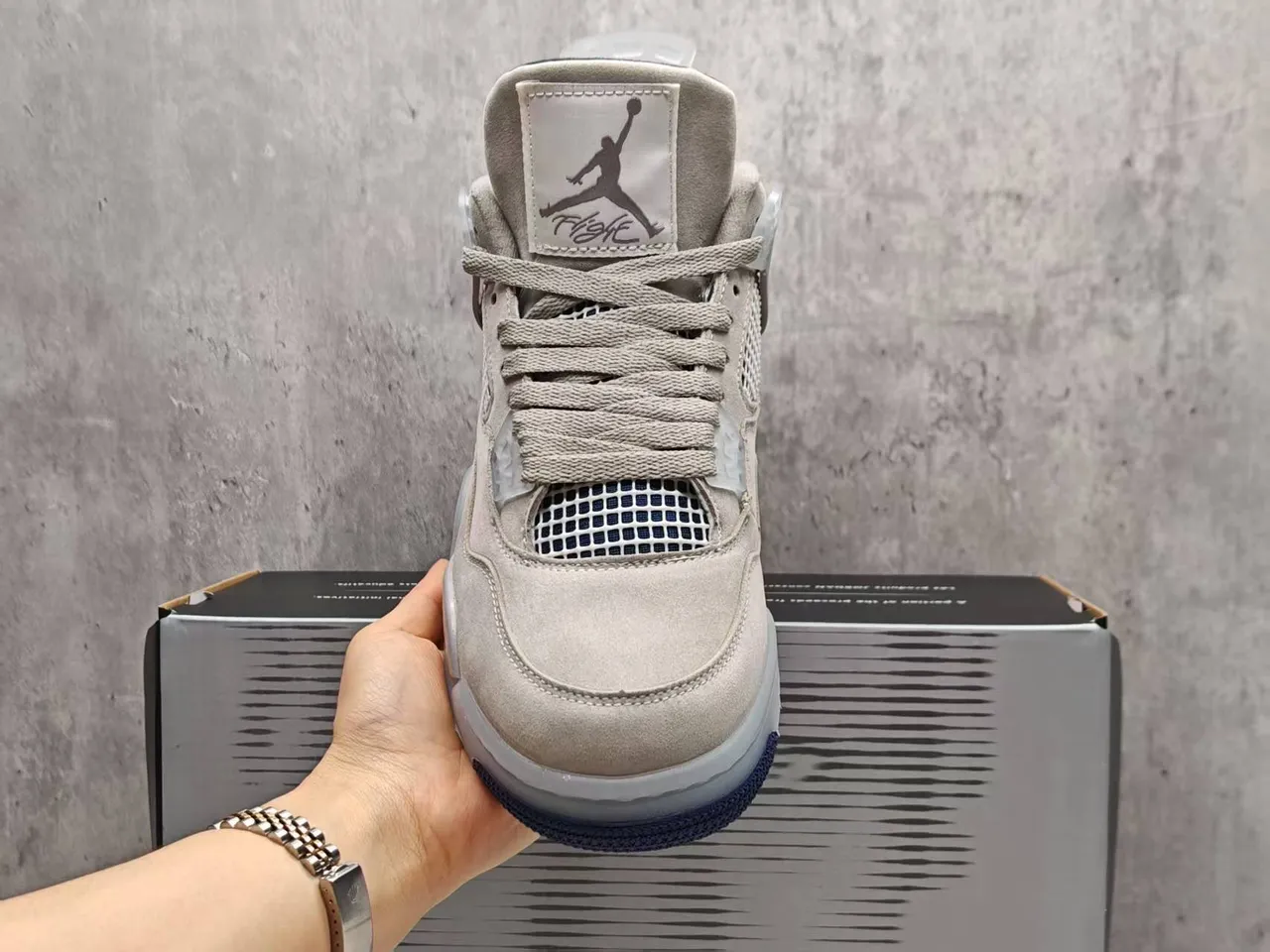 Air Jordan 4 Beige Navy Basketball Shoes 9