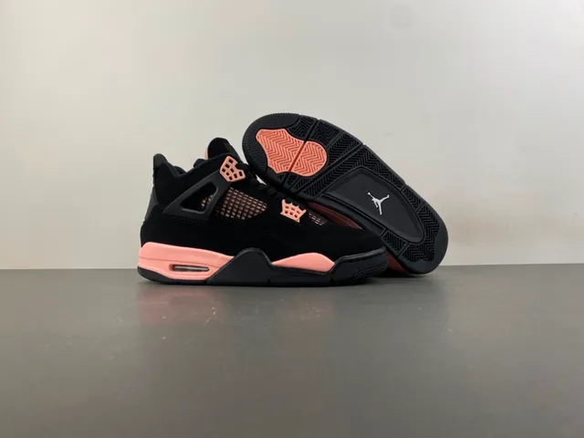 Tênis de basquete Air Jordan 4 preto e ouro rosa 12