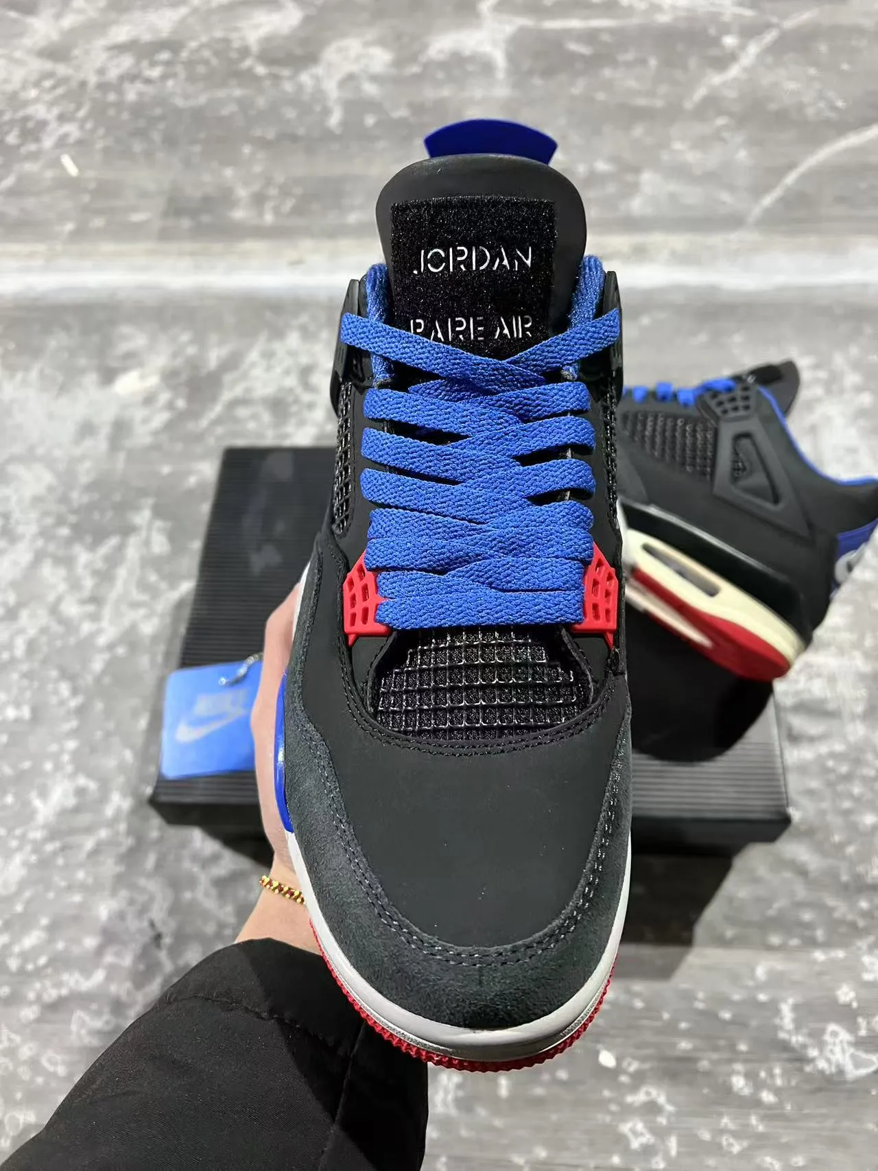 Air Jordan 4 Black Royal Blue Red Basketball Shoes 3