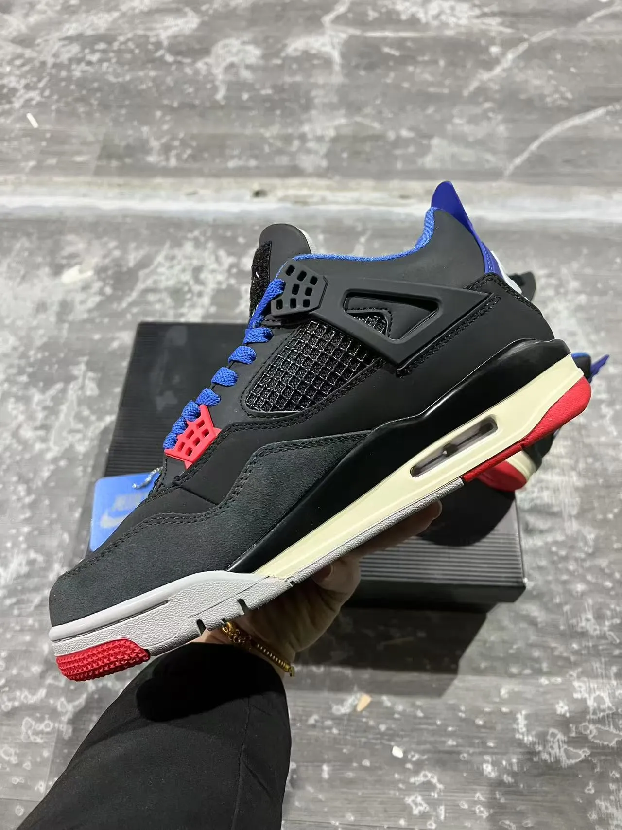 Air Jordan 4 Black Royal Blue Red Basketball Shoes 5