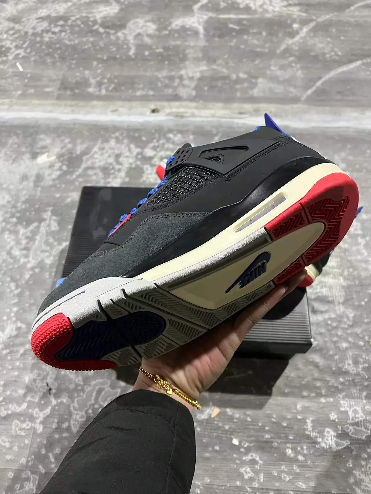Air Jordan 4 Black Royal Blue Red Basketball Shoes 6