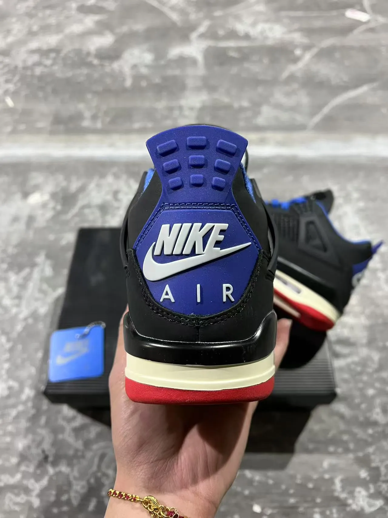 Air Jordan 4 Black Royal Blue Red Basketball Shoes 8