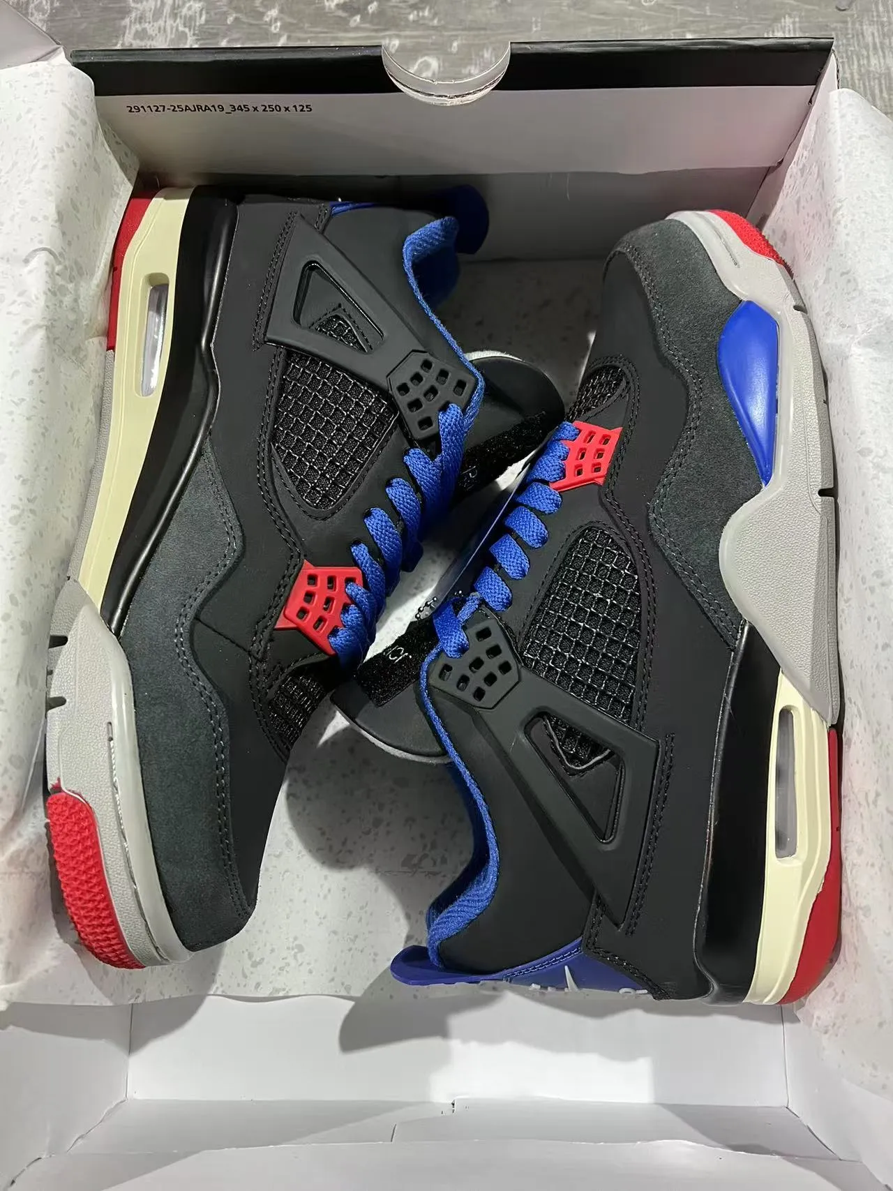 Air Jordan 4 Black Royal Blue Red Basketball Shoes 9