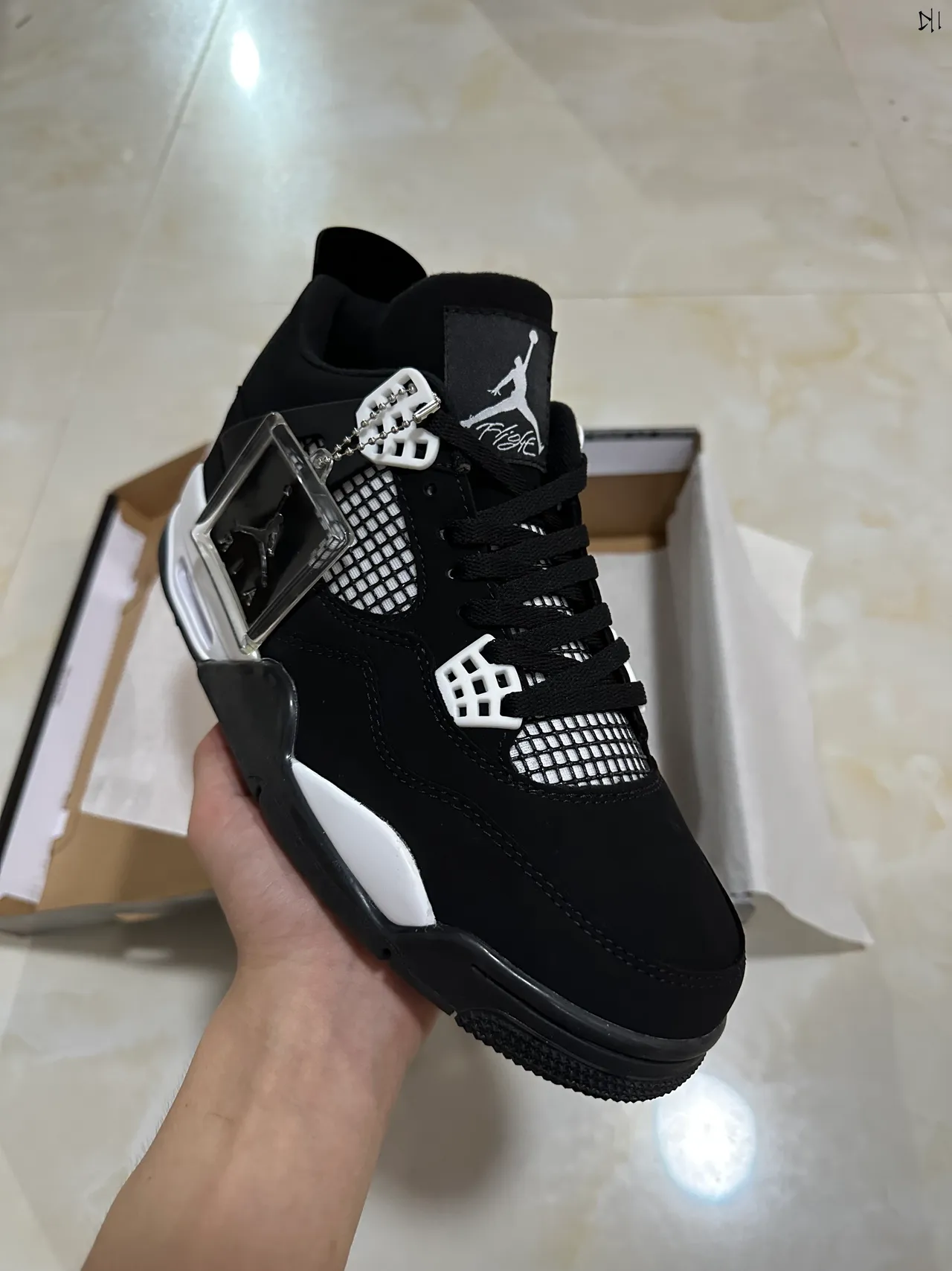 Air Jordan 4 Black White Basketball Shoes 2