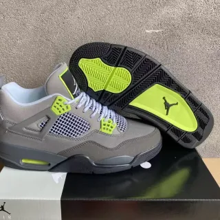Air Jordan 4 Gris y Verde Lima Zapatillas de Baloncesto