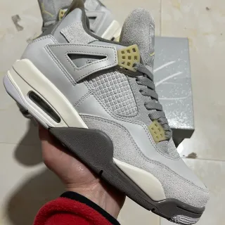 Air Jordan 4 Gray and Off-White Basketball Shoes