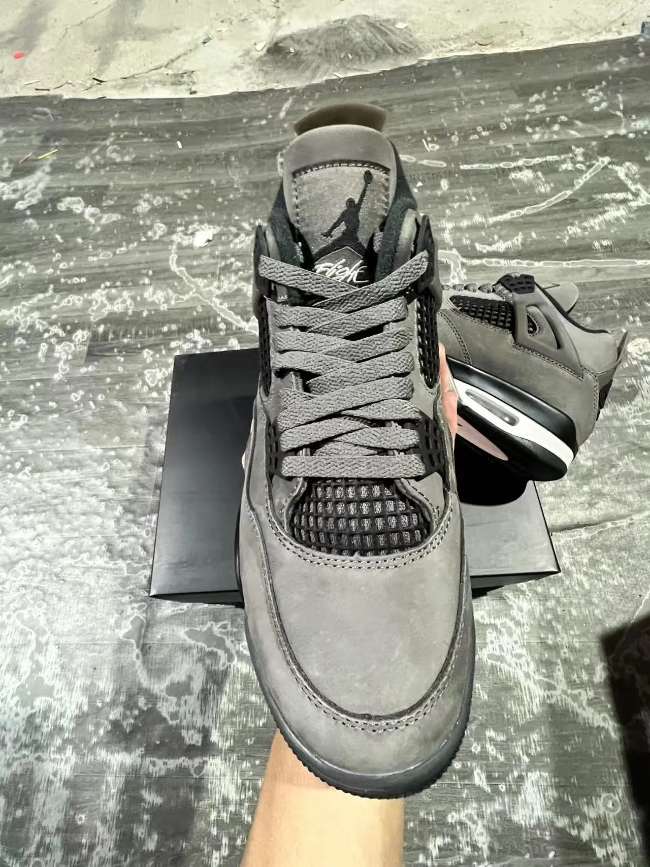Zapatillas de baloncesto Air Jordan 4 gris negro blanco 3
