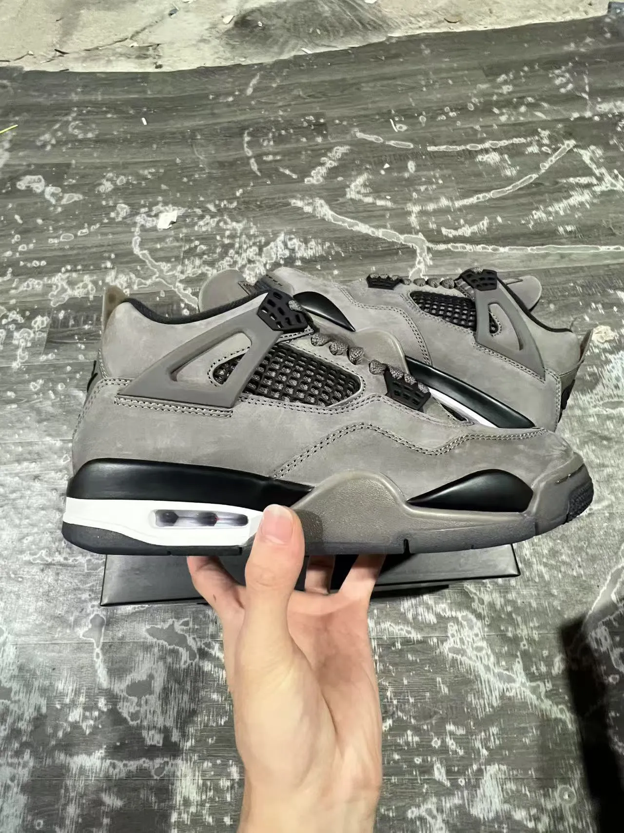 Zapatillas de baloncesto Air Jordan 4 gris negro blanco 7
