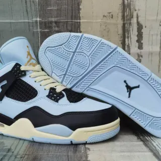Air Jordan 4 Azul claro negro crema zapatos de baloncesto