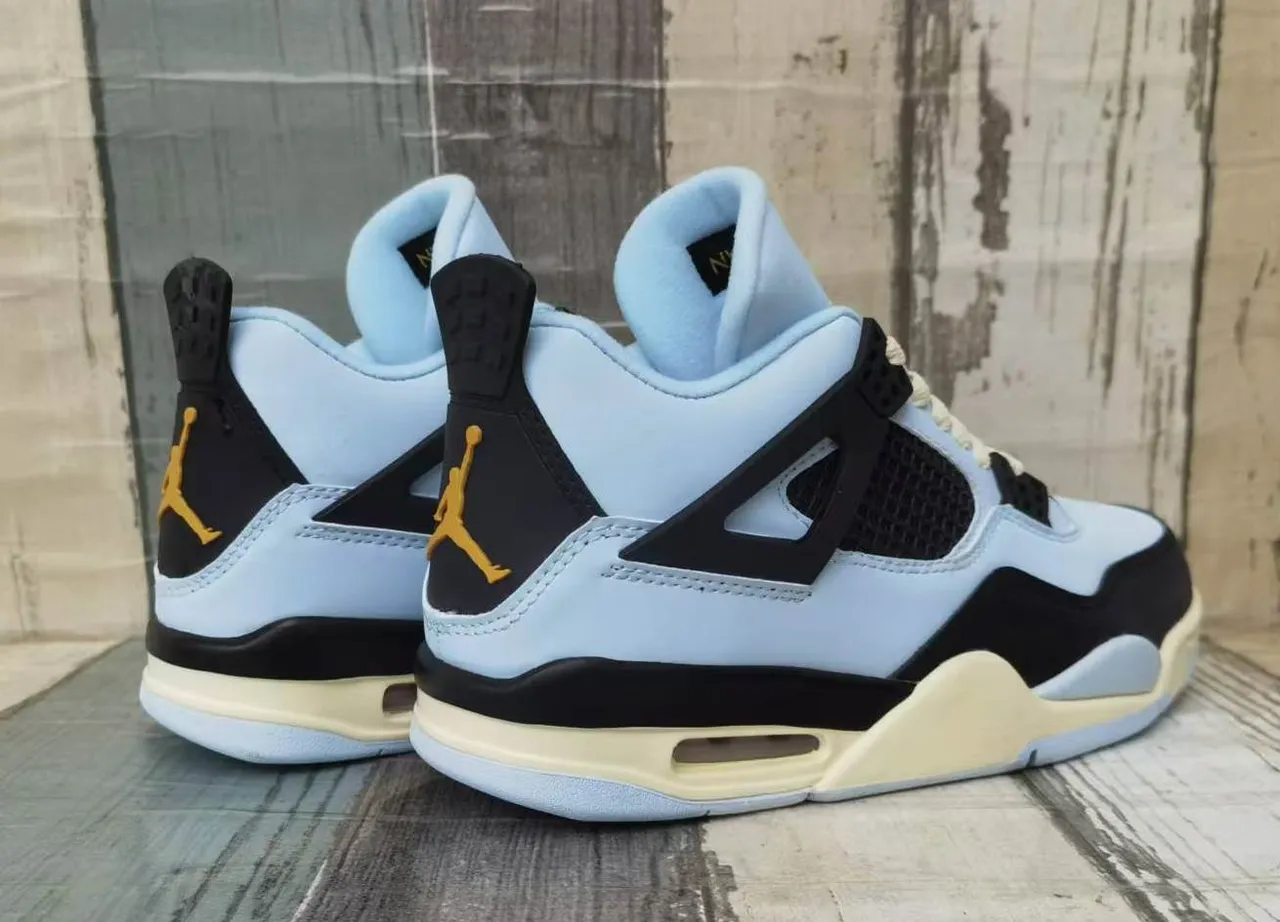 Air Jordan 4 Light Blue Black Cream Basketball Shoes 2