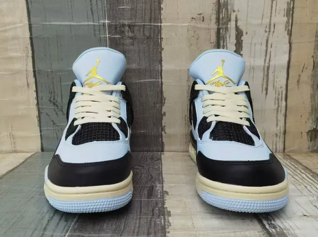 Air Jordan 4 Light Blue Black Cream Basketball Shoes 5