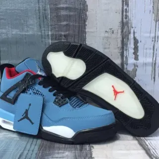 Air Jordan 4 Zapatos de Baloncesto Azul Claro Negro Rojo