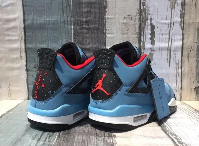 Air Jordan 4 Chaussures de Basketball Bleu Clair Noir Rouge 5